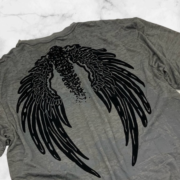 Men's Rebel Spirit Charcoal Grey | Black | White Burnout S/S Tee Shirt - Picture 5 of 5